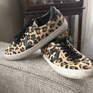 Converse All Star Leopard Print Women's Sneakers with Black Accents Size 10